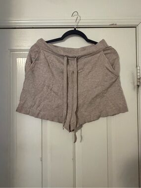 H&M Cozy Knit Drawstring Athletic Shorts - Taupe